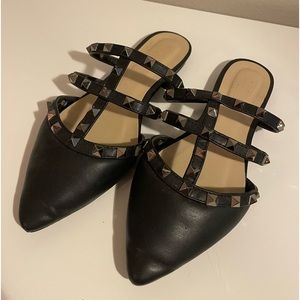 Black Studded Flats